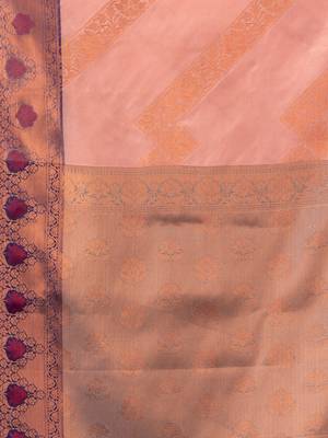 Pearl Pink Cotton Silk saree with woven design 6