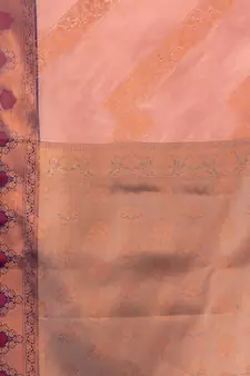 Pearl Pink Cotton Silk saree with woven design
