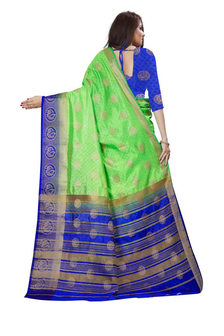PARROT GREEN PATLANI STYLE PESENTING KANJIVARAM SAREE