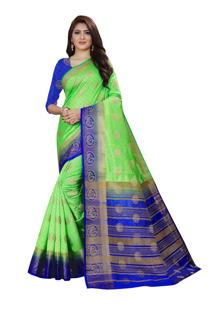 PARROT GREEN PATLANI STYLE PESENTING KANJIVARAM SAREE