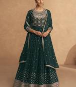 Green Sequence Embroidery Festive Anarkali Suit