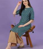 Women's All Over Gold Printed Rayon Calf Length Kurta And Palazzo Set (MAK57BELL)