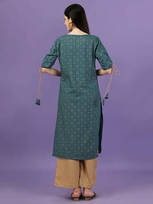 Women's All Over Gold Printed Rayon Calf Length Kurta And Palazzo Set (MAK57BELL) 2