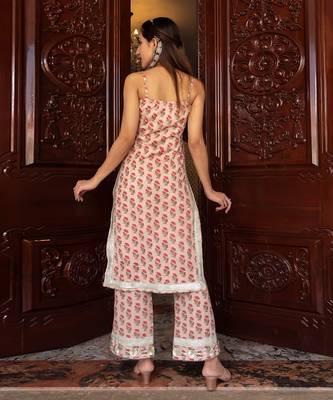 Ojasvi Peach Block Printed Kurta Set 4