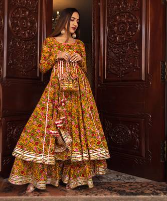 Yellow Mastani Anarkali Set 2