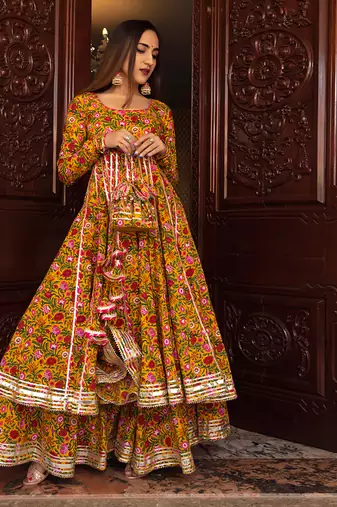 Yellow Mastani Anarkali Set