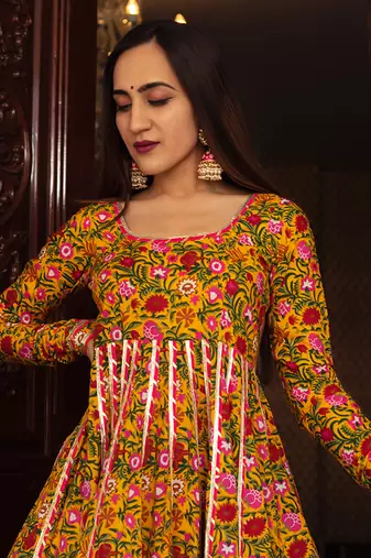 Yellow Mastani Anarkali Set