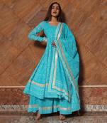 Neelkari Blue Anarkali Set