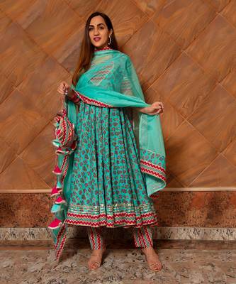 Turquoise Saanchi  Anarkali Set 1