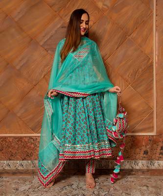 Turquoise Saanchi  Anarkali Set 2