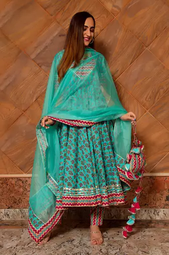 Turquoise Saanchi  Anarkali Set