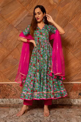 Multicolor Surangi Kalidar Anarkali Set