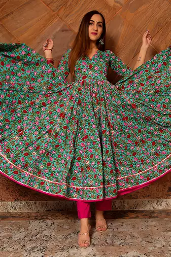 Multicolor Surangi Kalidar Anarkali Set