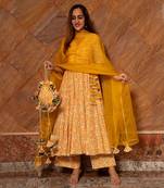Yellow Suraiya Printed Angrakha Set