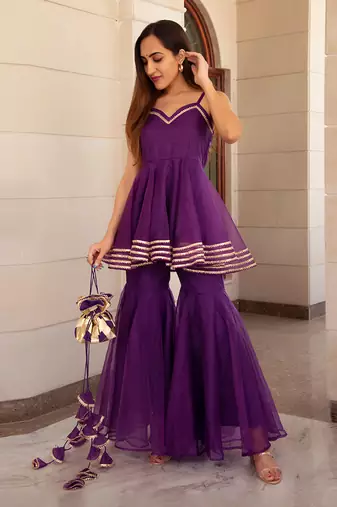 Masakali Purple Sharara Set
