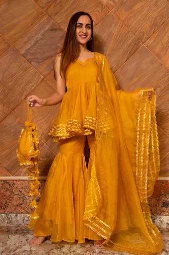 Mustard Haldi Sharara Set for Women