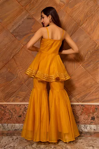 Mustard Haldi Sharara Set for Women
