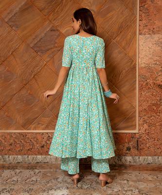 Noor Blue Printed Angrakha Set 4