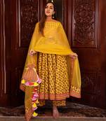 Yellow Dariya Printed Anarkali Set