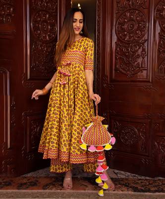 Yellow Dariya Printed Anarkali Set 2