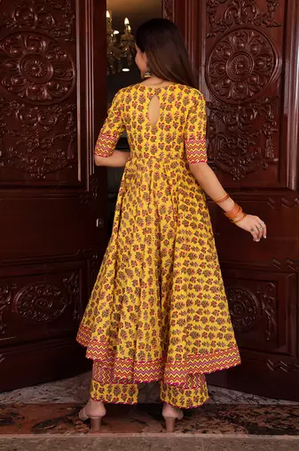 Yellow Dariya Printed Anarkali Set