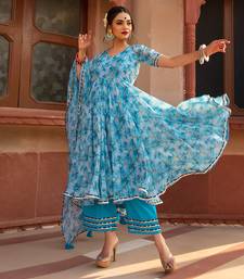 Blue Chiffon Anarkali Set