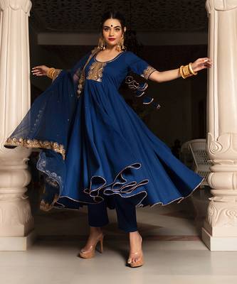 Minakari Blue Anarkali Set 2
