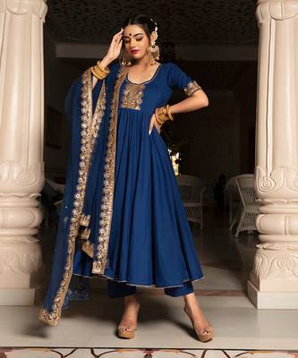 Minakari Blue Anarkali Set 1