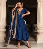 Minakari Blue Anarkali Set