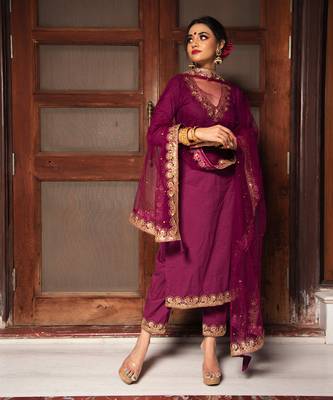 Burgundy Straight Kurta Set 1