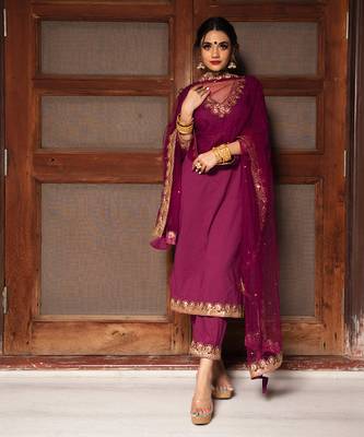 Burgundy Straight Kurta Set 2
