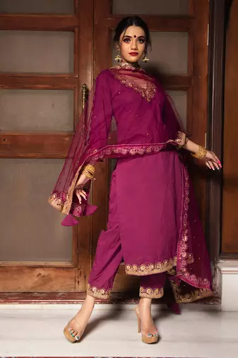 Burgundy Straight Kurta Set