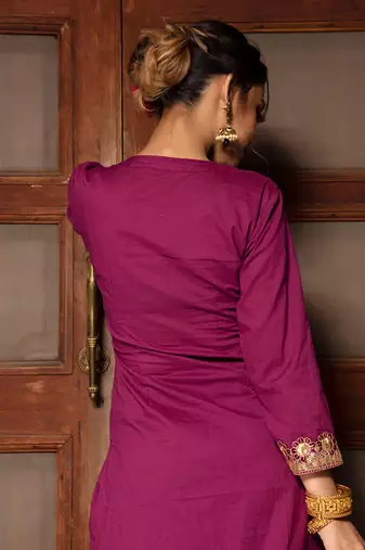 Burgundy Straight Kurta Set