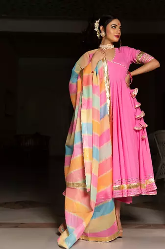 Rose Pink Angrakha Set