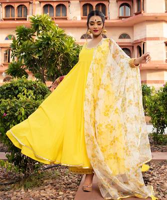 Berry Yellow Anarkali Set 2