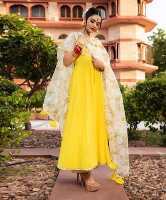 Berry Yellow Anarkali Set 1