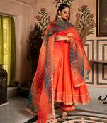 Orange Bandhani Angrakha Set