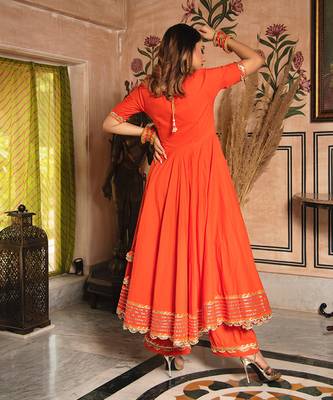 Orange Bandhani Angrakha Set 2