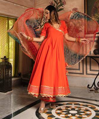 Orange Bandhani Angrakha Set 4