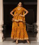 Darpan Mustard Block Printed Sharara Set