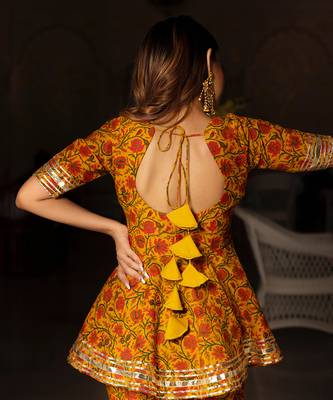 Darpan Mustard Block Printed Sharara Set 4