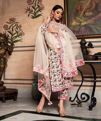 Off White Garden Rose Kurta Set 2