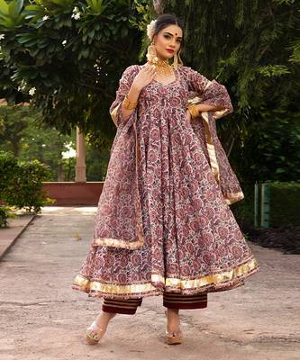 Maroon Gulbagh Anarkali Set 1