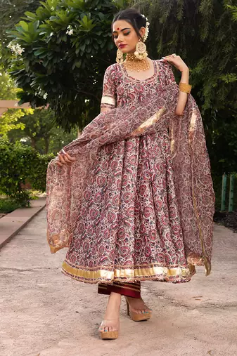 Maroon Gulbagh Anarkali Set