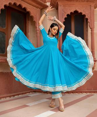 Kalamkari Blue Anarkali Set 2