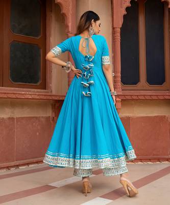 Kalamkari Blue Anarkali Set 3