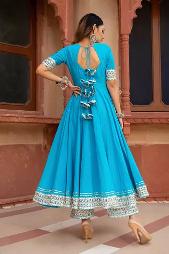 Kalamkari Blue Anarkali Set
