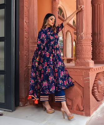 Blue Manjari Organza Anarkali Set 1