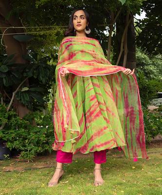 Tie And Dye Organza Anarkali Set 1