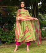 Tie And Dye Organza Anarkali Set